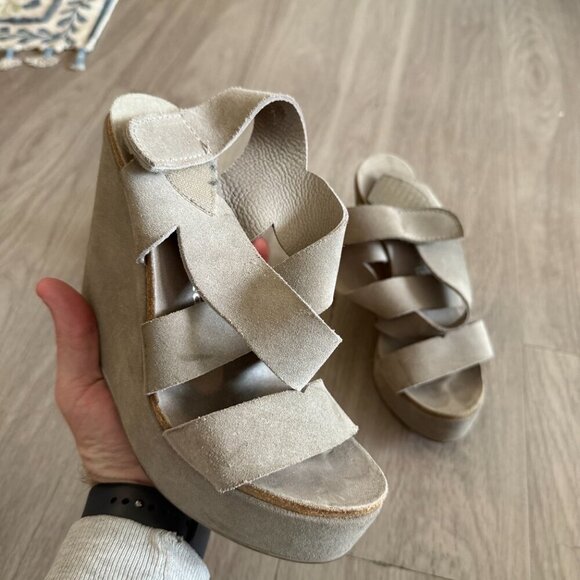 Pedro Garcia Wedge Sandals Size 38 Color Grey - Picture 2 of 6